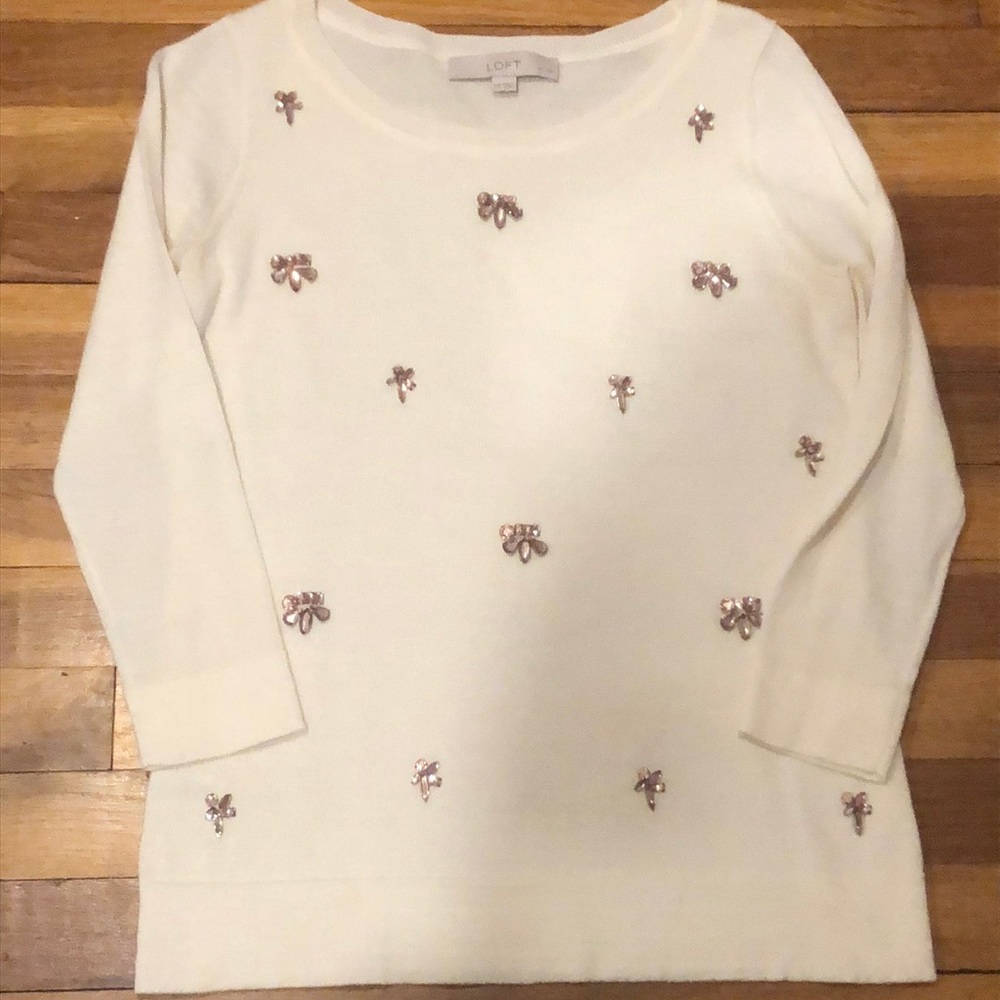 Loft embellished sweater XS